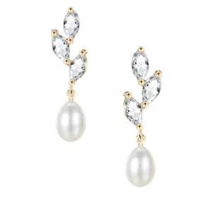 ATHENA BRIDAL | Émelie -kristallikoristeiset helmikorvakorut (kulta)