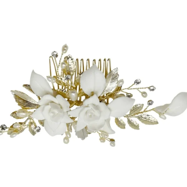 ATHENA BRIDAL | Melissa -kukkakoristeinen hiuskoru (kulta)