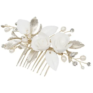 ATHENA BRIDAL | Ophélie -kukkakoristeinen hiuskoru (shampanja kulta)