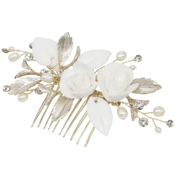 ATHENA BRIDAL | Ophélie -kukkakoristeinen hiuskoru (shampanja kulta)
