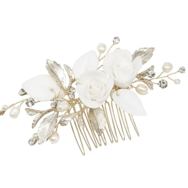 ATHENA BRIDAL | Ophélie -kukkakoristeinen hiuskoru (shampanja kulta)