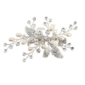 ATHENA BRIDAL | Sandrine -helmikoristeinen hiuskoru klipsillä (hopea)