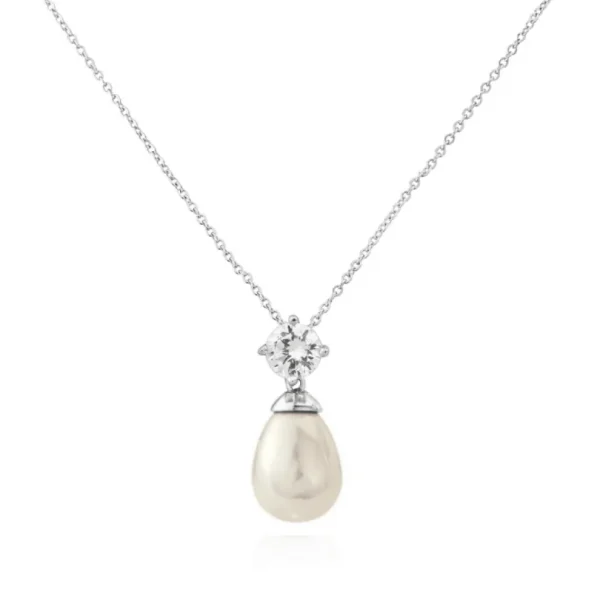 ATHENA BRIDAL | Silver Pearl Set -kristallikorusetti helmipisaralla