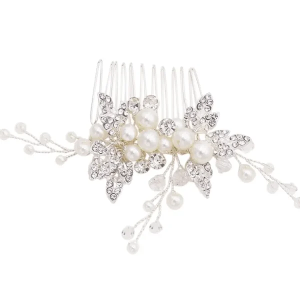ATHENA BRIDAL | Suzanne -helmikoristeinen muotoiltava hiuskoru (hopea)
