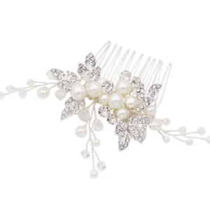 ATHENA BRIDAL | Suzanne -helmikoristeinen muotoiltava hiuskoru (hopea)