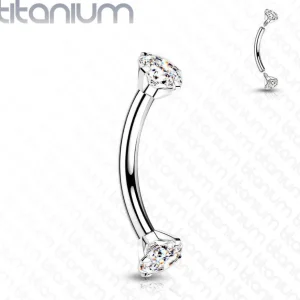 Bananabell/kaareva tappi 1,2mm | Titanium CZ Curved Barbell