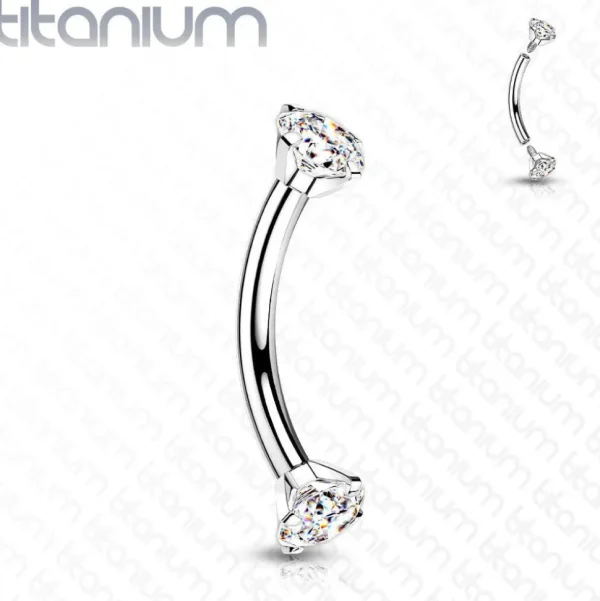 Bananabell/kaareva tappi 1,2mm | Titanium CZ Curved Barbell