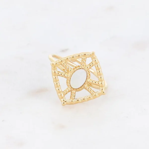 BOHM PARIS | Bague Darcy -kirurginterässormus helmiäisellä