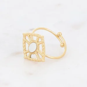BOHM PARIS | Bague Darcy -kirurginterässormus helmiäisellä