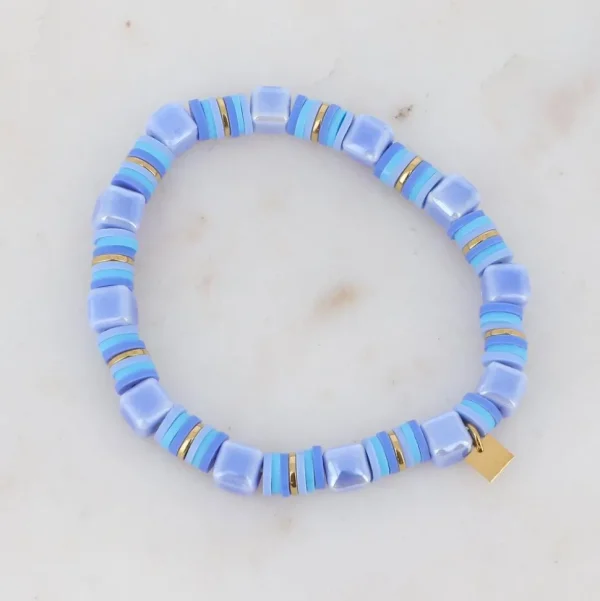 BOHM PARIS | Bracelet Aélis -sinisävyinen kesärannekoru keramiikkahelmin