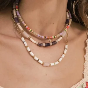 BOHM PARIS | Collier Aaliyah -ruusukvartsi kesäkaulakoru simpukkahelmin