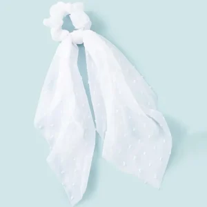 Donitsi/Scrunchie | SUGAR SUGAR, White Polkadot Bowtie Scrunchie