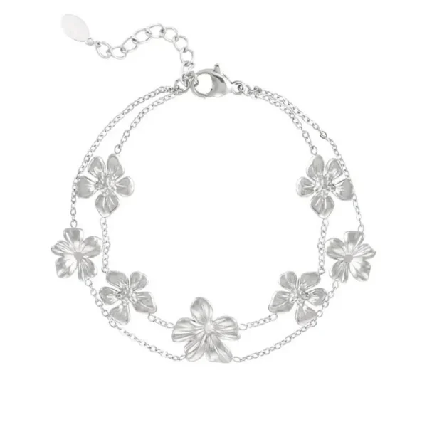 FRENCH RIVIERA | Floralie -kirurginteräksinen kukkarannekoru (hopea)