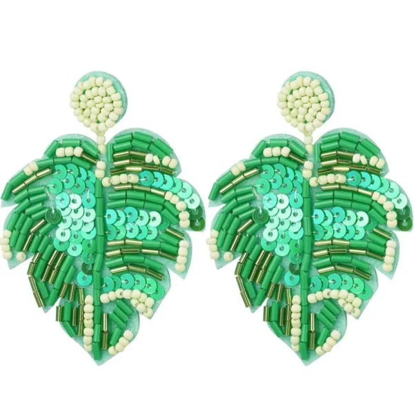 FRENCH RIVIERA | Monstera Deliciosa -vihreät peikonlehtikorvakorut
