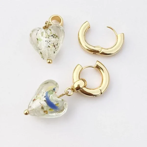 FRENCH RIVIERA | Murano Heart -siniset lasisydänkorvakorut