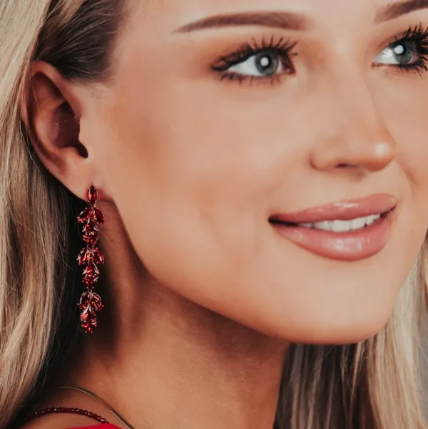 FRENCH RIVIERA | Yvette Earrings -punaiset juhlakorvakorut