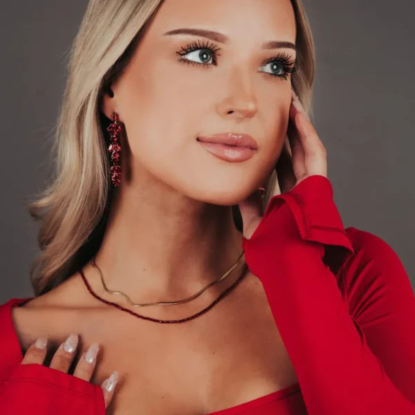 FRENCH RIVIERA | Yvette Earrings -punaiset juhlakorvakorut