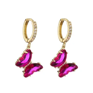 FRENCH RIVIERA | Butterfly Hoops -pinkit perhosrenkaat