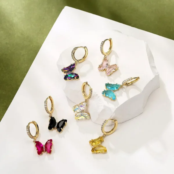 FRENCH RIVIERA | Butterfly Hoops -pinkit perhosrenkaat