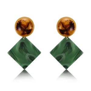 FRENCH RIVIERA | Jenine Earrings -vihreät neliökorvakorut