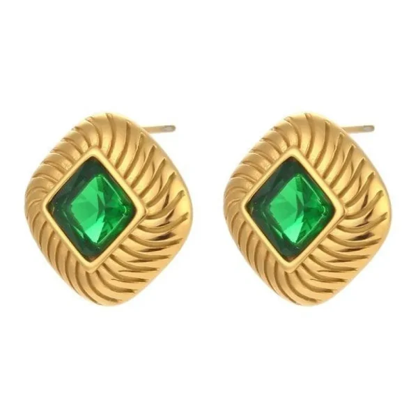 FRENCH RIVIERA | Norah Earrings -vihreät kirurginteräsnapit