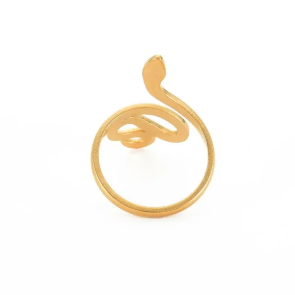 FRENCH RIVIERA | Smooth Gold Snake Ring -käärmesormus kirurginterästä
