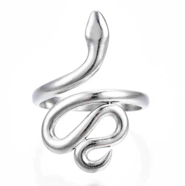 FRENCH RIVIERA | Smooth Silver Snake Ring -käärmesormus kirurginterästä
