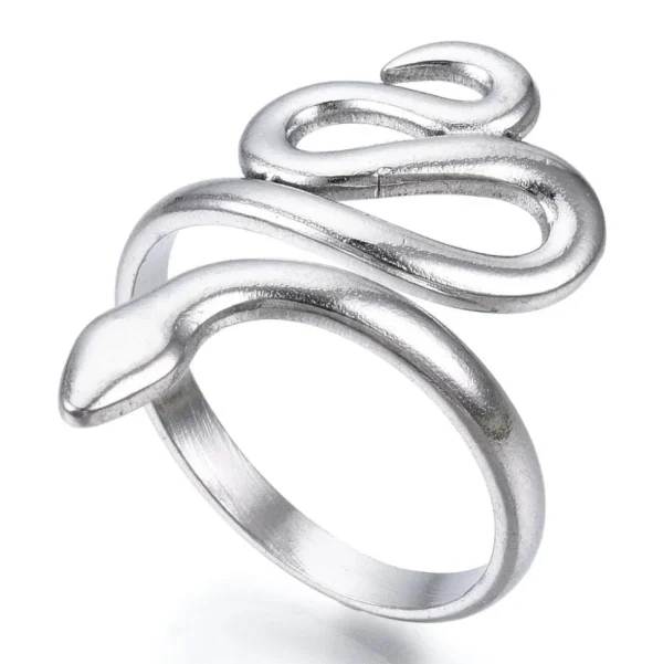 FRENCH RIVIERA | Smooth Silver Snake Ring -käärmesormus kirurginterästä