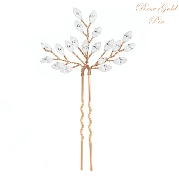 Hiuskoru, ATHENA BRIDAL | Dainty Rosegold Hairpin with Crystals