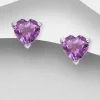 Hopeanapit, PREMIUM COLLECTION | Amethyst Heart Earstuds