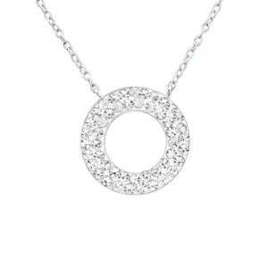 Hopeinen kaulakoru, Elegant Crystal Round Necklace