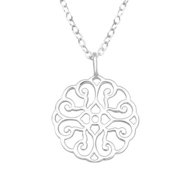Hopeinen kaulakoru, Elegant Lace -pitsikuvioinen kaulakoru