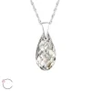 Hopeinen kaulakoru, LA CRYSTALE, Modern Teardrop in Grey
