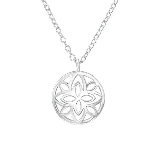 Hopeinen kaulakoru, Round Patterned Necklace