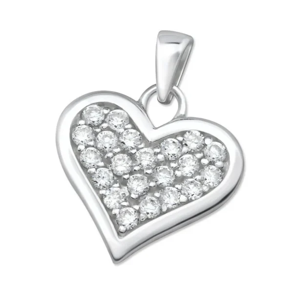 Hopeinen riipus, Heart with Cubic Zirconia(sydän kirkkailla kivillä)