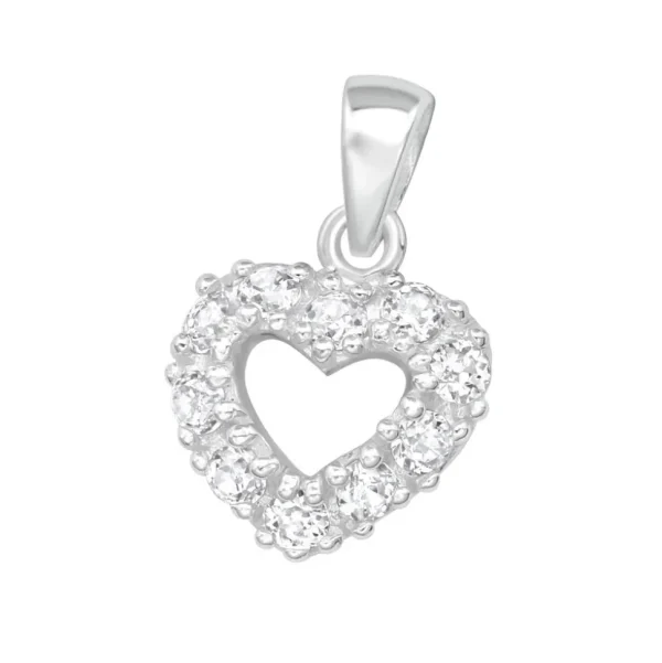 Hopeinen riipus, Romantic Heart Pendant CZ -romanttinen CZ sydänriipus