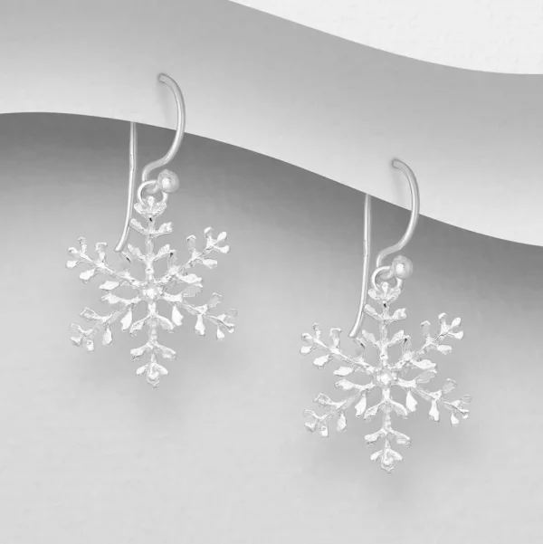Hopeiset korvakorut, Christmas Snowflake -lumihiutalekorvakorut