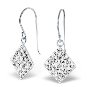 Hopeiset korvakorut, Crystal Diamond (kirkas kristalli)