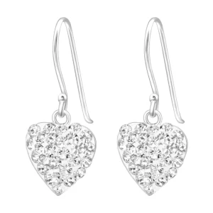 Hopeiset korvakorut, Crystal Heart -kirkas sydän