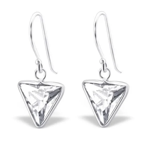 Hopeiset korvakorut, Kirkas Cubic Zirconia kolmio