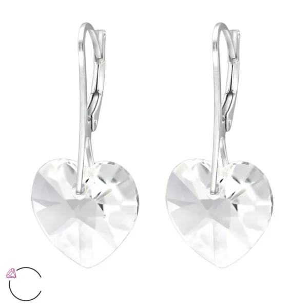 Hopeiset korvakorut, LA CRYSTALE, Crystal Heart