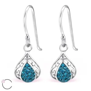Hopeiset korvakorut, LA CRYSTALE, Light Lace in Indicolite