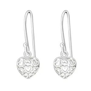Hopeiset korvakorut, Small Romantic Lace Heart (pitsinen sydän)