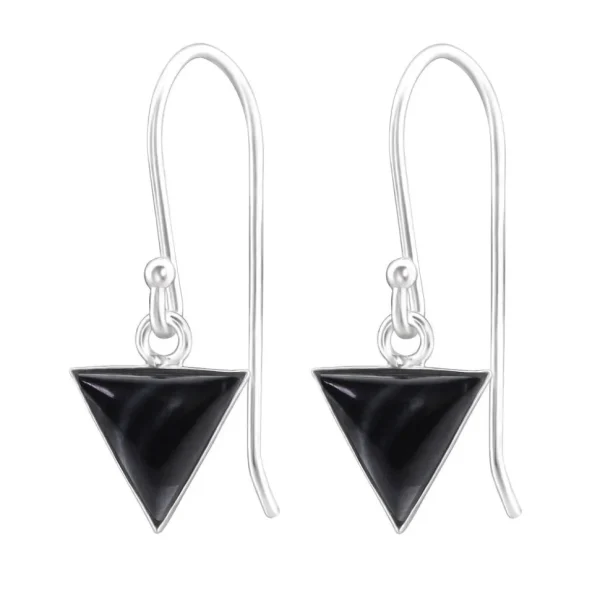 Hopeiset korvakorut, Small Triangle in Black Shell