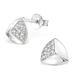 Hopeiset korvanapit, Kolmio (Cubic Zirconia)