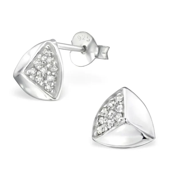 Hopeiset korvanapit, Kolmio (Cubic Zirconia)