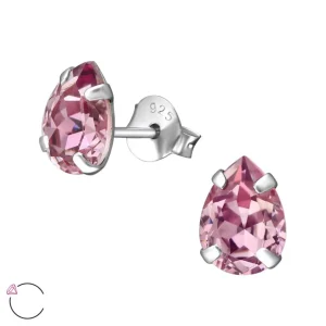 Hopeiset korvanapit, LA CRYSTALE | Soft Lilac Teardrop Earrings