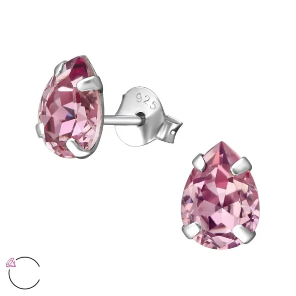 Hopeiset korvanapit, LA CRYSTALE | Soft Lilac Teardrop Earrings