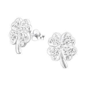 Hopeiset korvanapit, Large Glover Ear Studs with Crystals