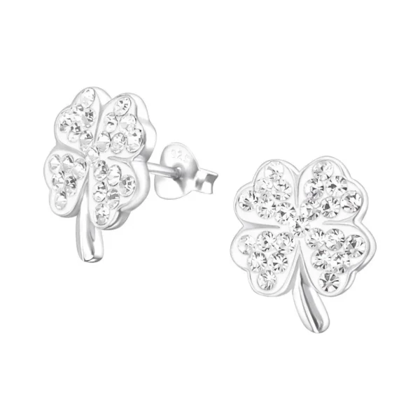 Hopeiset korvanapit, Large Glover Ear Studs with Crystals